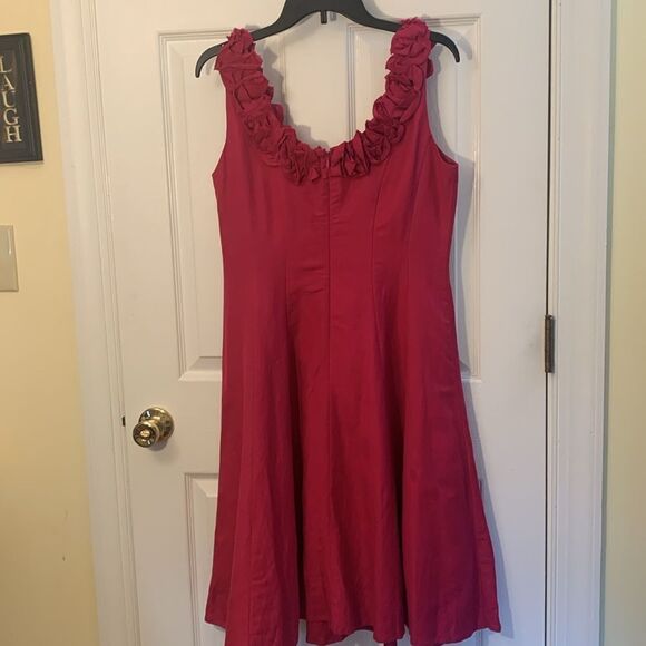 JESSICA HOWARD SLEEVELESS DRESS FIT AND FLARE WITH FABRIC FLOWERS AT SCOOP NECK - Picture 4 of 12